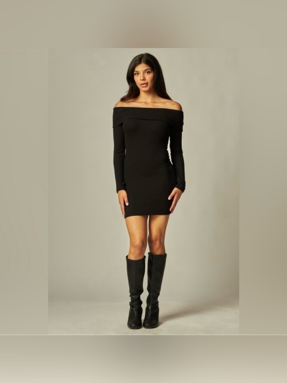 Love Poem Black Off Shoulder Ribbed Mini Dress Large NWT